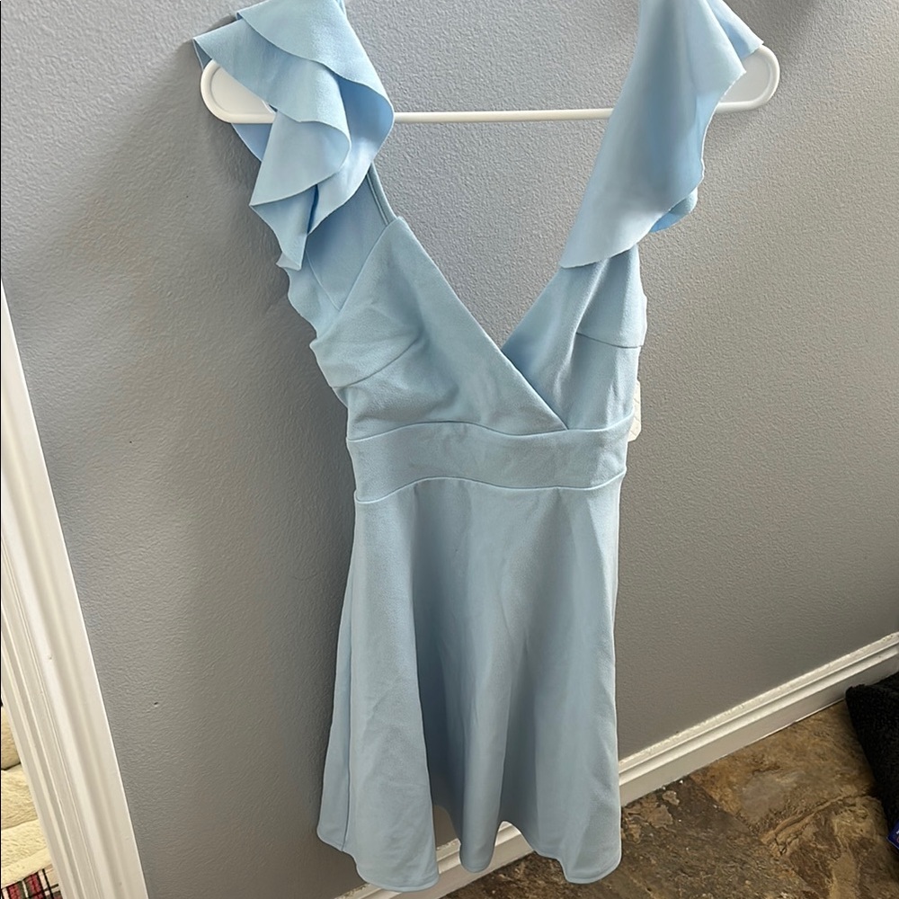 Altar'd State Light Blue Ruffle Mini Dress